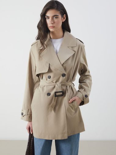 ترنچ کت زنانه ال سی وایکیکی اورجینال | W51533Z8 LCW Modest