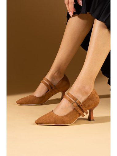 کفش پاشنه بلند زنانه پمبه پوتین اورجینال | S000295493 Pembe Potin